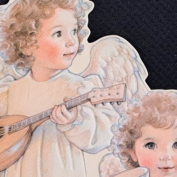 Vintage Stand-Up Christmas Angels Greeting Card Unused 8.5" x 6.5" - Picture 2 of 4